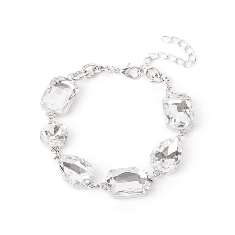 Elegant Silver Bracelet with Crystal AccentsCosmic Treasure Chest White Stones